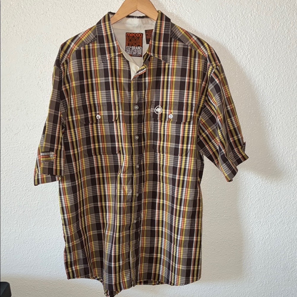 Mecca Brown and Yellow Casual Button Down Shirt